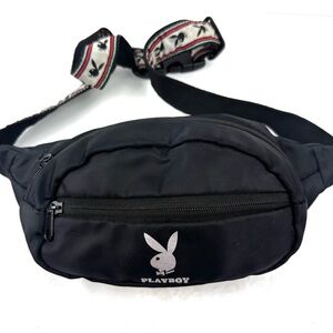 Playboy Vintage Belt Bag Fanny Pack Black Nylon Handbag Crossbody Unisex
